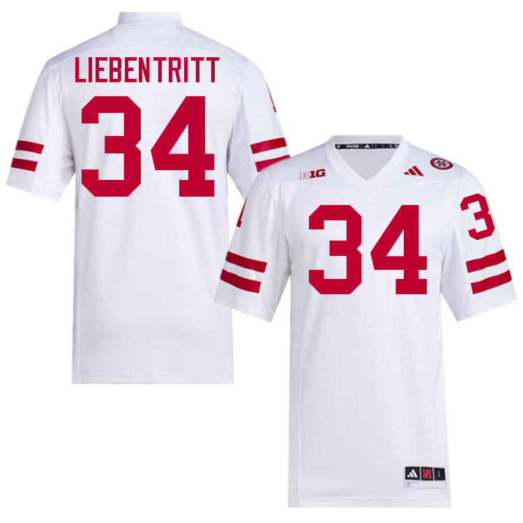 Men #34 Barret Liebentritt Nebraska Cornhuskers College Football Jerseys Stitched Sale-White